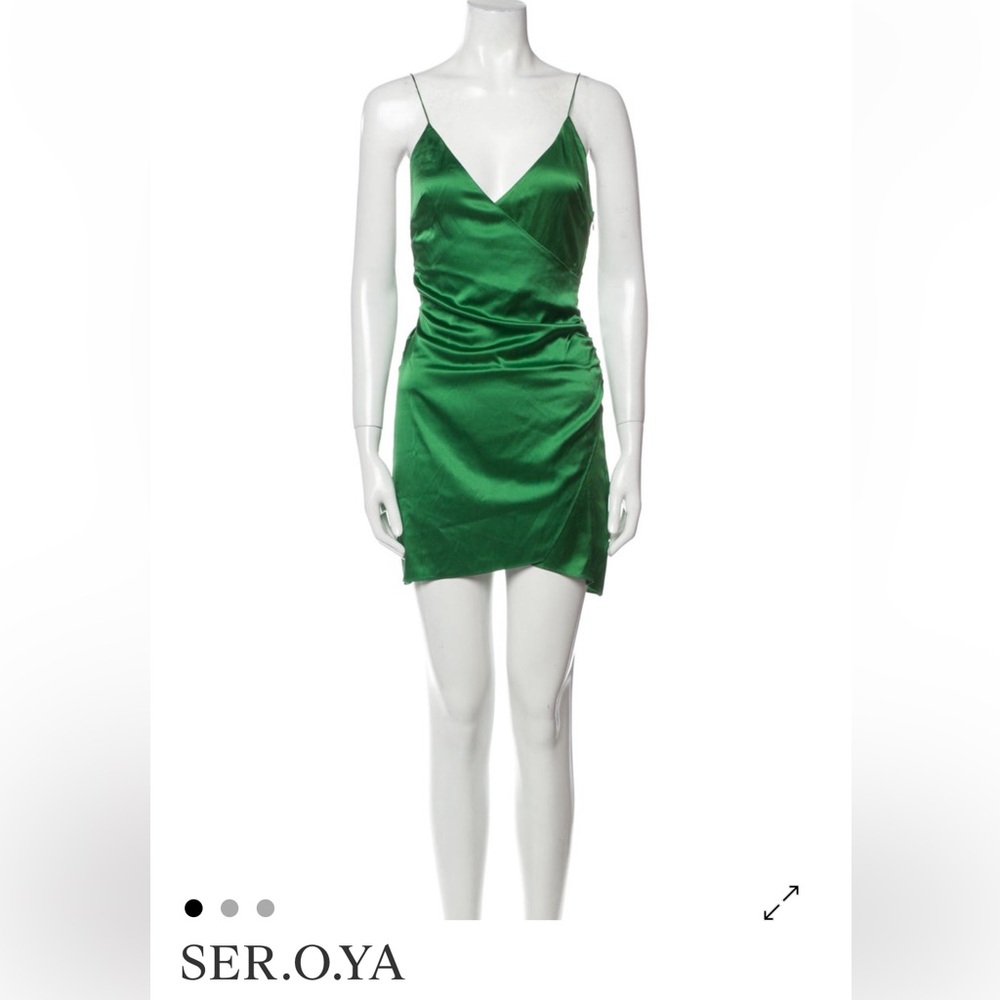 SER.O.YA Vibrant Green Satin Dress